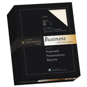 Southworth Company, Agawam, MA 31-126-16 100% Cotton Business Paper, Ivory, 24 lbs., Wove, 8-1/2 x 11,  500/Box by SOUTHWORTH CO.
