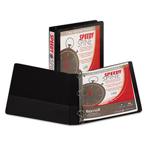 SAMSILL CORPORATION 19130C Speedy Spine Heavy-Duty D-Ring View Binder, 11 x 8 1/2, 1" Cap, Black by SAMSILL CORPORATION