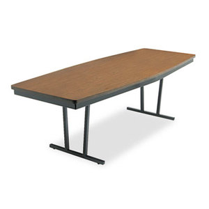 Barricks Manufacturing Company E-368WA Economy Conference Folding Table, Boat, 96w x 36d x 30h, Walnut/Black by BARRICKS MANUFACTURING CO