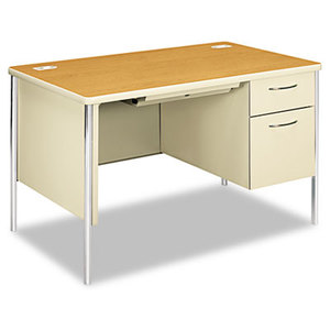 Mentor Series Single Pedestal Desk, 48w x 30d x 29-1/2h, Harvest/Putty by HON COMPANY