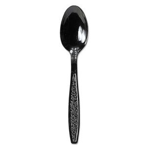 Guildware Heavyweight Plastic Teaspoons, Black, 1000/Carton by SOLO CUPS