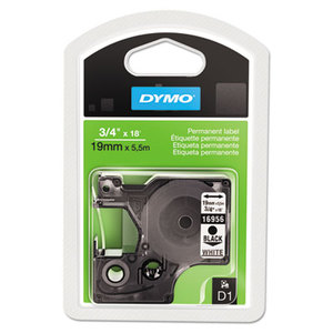 DYMO 16956 D1 Permanent High-Performance Polyester Label Tape, 3/4in x 18ft, Black on White by DYMO