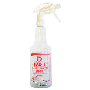 Color-Coded Trigger-Spray Bottle, 32oz, Red, Basin, Tub and Tile Cleaner by CLEANER SOLUTIONS