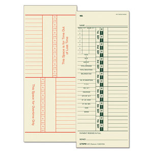 Tops Products 1257 Time Card for Acroprint/Simplex, Weekly, Two-Sided, 3 1/2 x 9, 500/Box by TOPS BUSINESS FORMS