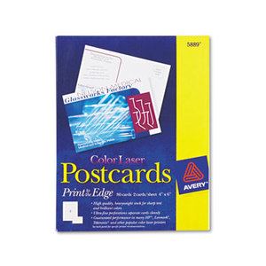 Avery 5889 Postcards, Color Laser Printing, 4 x 6, Uncoated White, 2 Cards/Sheet, 80/Box by AVERY-DENNISON