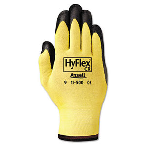 Ansell Limited 012-11-500-10 HyFlex Ultra Lightweight Assembly Gloves, Black/Yellow, Size 10, 12 Pairs by ANSELL LIMITED