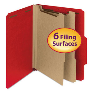SMEAD MANUFACTURING COMPANY 14061 Pressboard Classification Folder, 2" Exp., 2 Dividers, Letter, Bright Red, 10/BX by SMEAD MANUFACTURING CO.
