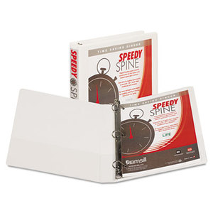 SAMSILL CORPORATION 19137C Speedy Spine Heavy-Duty D-Ring View Binder, 11 x 8 1/2, 1" Cap, White by SAMSILL CORPORATION