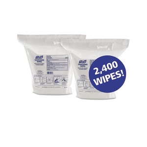 Hand Sanitizing Wipes, 6" x 8", White, 1200/Refill Pouch, 2 Refills/Carton by GO-JO INDUSTRIES