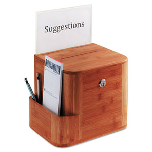 Bamboo Suggestion Box, 10 x 8 x 14, Cherry by SAFCO PRODUCTS