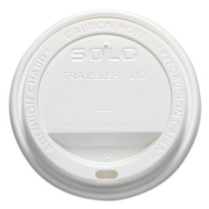 SOLO OFTL16-0007 Traveler Drink-Thru Lid, 12-16oz Hot Cups, White, 50/Pack, 6 Packs/Carton by SOLO CUPS
