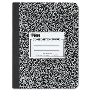 Composition Book w/Hard Cover, Legal/Wide, 9 3/4 x 7 1/2, White, 100 Sheets by TOPS BUSINESS FORMS