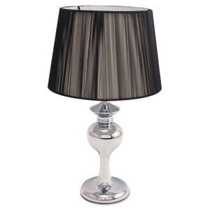 Chalice Table Lamp with Black String Shade, 13W, 16" High, Chrome by LEDU CORP.