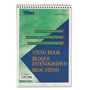 Tops Products 8021 Gregg Steno Books, 6 x 9, Green Tint, 80-Sheet Pad by TOPS BUSINESS FORMS
