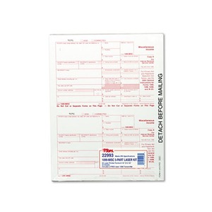 IRS Approved 1099 Tax Form, 8 x 5-1/2, Five-Part Carbonless, 50 Forms by TOPS BUSINESS FORMS