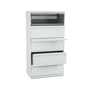 700 Series Five-Drawer Lateral File w/Roll-Out & Posting Shelf, 36w, Light Gray by HON COMPANY