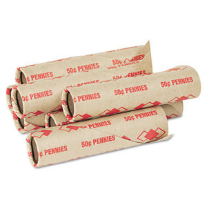 Preformed Tubular Coin Wrappers, Pennies, $.50, 1000 Wrappers/Carton by PM COMPANY
