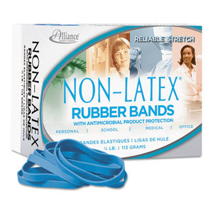 Antimicrobial Non-Latex Rubber Bands, Sz. 64, 3-1/2 x 1/4, 1/4lb Box by ALLIANCE RUBBER