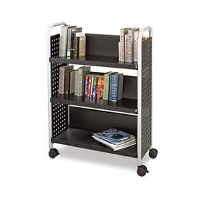 Scoot Book Cart, Three-Shelf, 33w x 14-1/4d x 44-1/4h, Black by SAFCO PRODUCTS