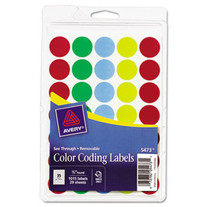 See Through Removable Color Dots, 3/4 dia, Assorted Colors, 1015/Pack by AVERY-DENNISON