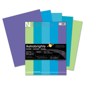 Astrobrights Colored Paper, 24lb, 8-1/2 x 11, Cool Assortment, 500 Sheets/Ream by NEENAH PAPER