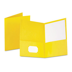 Twin-Pocket Folder, Embossed Leather Grain Paper, Yellow by ESSELTE PENDAFLEX CORP.