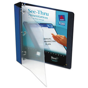 Avery 10851 See-Thru View Binder w/Round Rings, 11 x 8 1/2, 1" Cap, Blue by AVERY-DENNISON