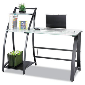 Safco Products 1936TG Xpressions Computer Workstation, 53-1/4w x 25-1/2d x 45-1/4h, Frosted/Black by SAFCO PRODUCTS