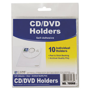 Self-Adhesive CD Holder, 5 1/3 x 5 2/3, 10/PK by C-LINE PRODUCTS, INC