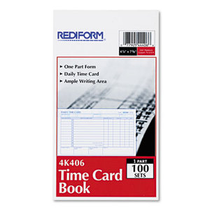 REDIFORM OFFICE PRODUCTS 4K406 Employee Time Card, Daily, Two-Sided, 4-1/4 x 7, 100/Pad by REDIFORM OFFICE PRODUCTS