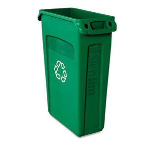 RUBBERMAID COMMERCIAL PROD. 354007 GRN Slim Jim Recycling Container w/Venting Channels, Plastic, 23gal, Green by RUBBERMAID COMMERCIAL PROD.