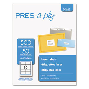 Avery 30623 Laser Address Labels, 2 x 4 1/4, Clear, 500/Box by AVERY-DENNISON