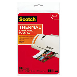 3M TP5900-20 Photo Size Thermal Laminating Pouches, 5 mil, 6 x 4, 20/Pack by 3M/COMMERCIAL TAPE DIV.