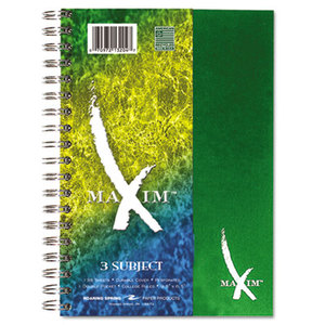 Roaring Spring Paper Products 13204 Maxim Notebook, College Rule, 6 1/2 x 9 1/2, 3 Subject, 138 Sheets, Assorted by ROARING SPRING PAPER PRODUCTS