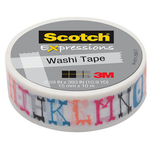 3M C314P29 Expressions Washi Tape, .59" x 393", Illustrated Alpha by 3M/COMMERCIAL TAPE DIV.