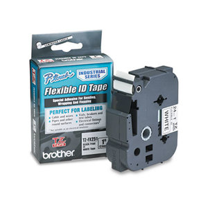 Brother Industries, Ltd TZEFX251 TZe Flexible Tape Cartridge for P-Touch Labelers, 1in x 26.2ft, Black on White by BROTHER INTL. CORP.