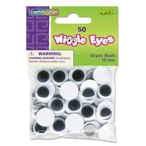 Round Black Wiggle Eyes, 15mm, Black, 50/Pack by THE CHENILLE KRAFT COMPANY