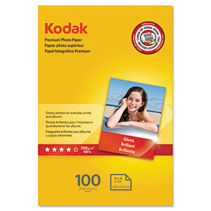 KODAK, EASTMAN, CO. 1960434 Premium Photo Paper, 8.5 mil, Glossy, 4 x 6, 100 Sheets/Pack by KODAK, EASTMAN, CO.