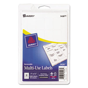 Removable Multi-Use Labels, 1 x 3/4, White, 1000/Pack by AVERY-DENNISON