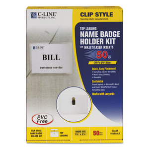 C-Line Products, Inc 95523 Name Badge Kits, Top Load, 3 1/2 x 2 1/4, White, 50/Box by C-LINE PRODUCTS, INC