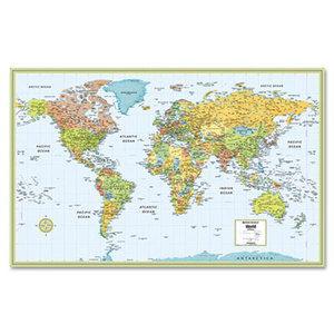 M-Series Full-Color Laminated World Map, 32 x 50 by ADVANTUS CORPORATION