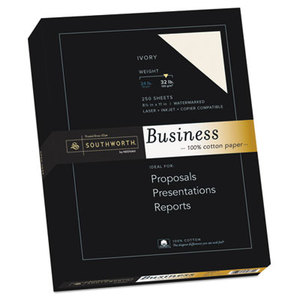 Southworth Company, Agawam, MA JD18IC 100% Cotton Business Paper, Ivory, 32 lbs., 8-1/2 x 11, 250/Box by SOUTHWORTH CO.