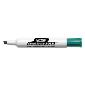 BIC DEC11-GN Great Erase Bold Tank-Style Dry Erase Marker, Chisel Tip, Green, Dozen by BIC CORP.