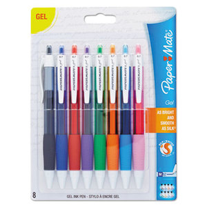 Roller Ball Stick Gel Pen, Assorted Ink, Medium, 8 per Pack by SANFORD