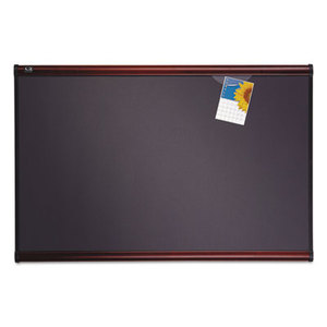 Prestige Bulletin Board, Diamond Mesh Fabric, 36 x 24, Gray/Mahogany Frame by QUARTET MFG.
