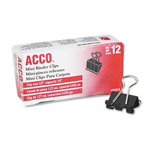 ACCO Brands Corporation A7072010 Mini Binder Clips, Steel Wire, 1/4" Cap., 1/2"w, Black/Silver, Dozen by ACCO BRANDS, INC.