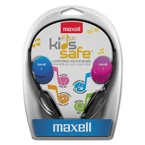 Maxell 190338 Kids Safe Headphones, Pink/Blue/Silver by MAXELL CORP. OF AMERICA