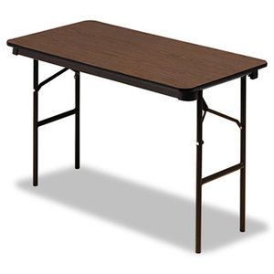 Economy Wood Laminate Folding Table, Rectangular, 48w x 24d x 29h, Walnut by ICEBERG ENTERPRISES