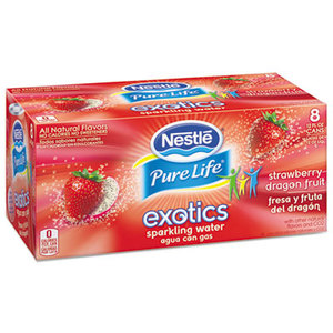 Nestle S.A 12252792 Pure Life Exotics Sparkling Water, Strawberry Dragonfruit, 12oz Can, 24/Carton by NESTLE