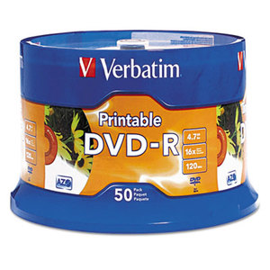 Verbatim America, LLC 95137 DVD-R Disc, 4.7 GB, 16x, White, 50/Pk by VERBATIM CORPORATION